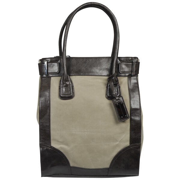French Connection Women's Liza Tote Bag - Sandscript/Chocolate Brown