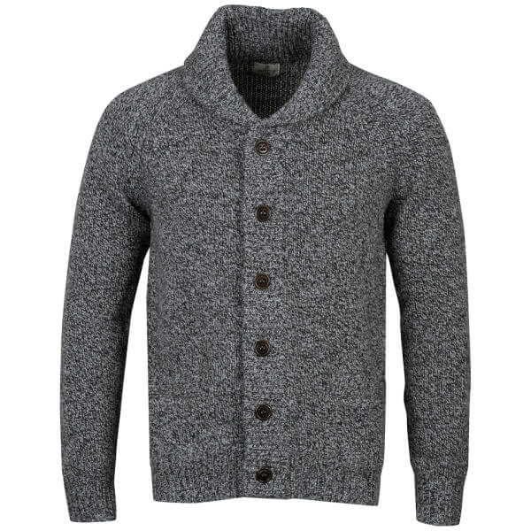 Hartford Men's Shawl Salt and Pepper Knit Cardigan - Grey Multi