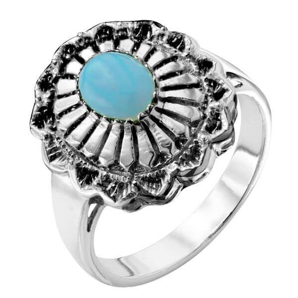 Silver Plated Women's Turquoise Native American Style Ring 