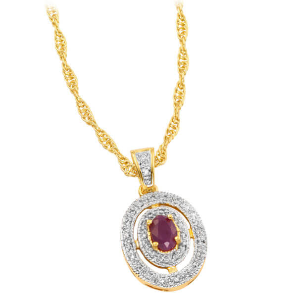 Two Toned Gold Plated Ruby Pendant