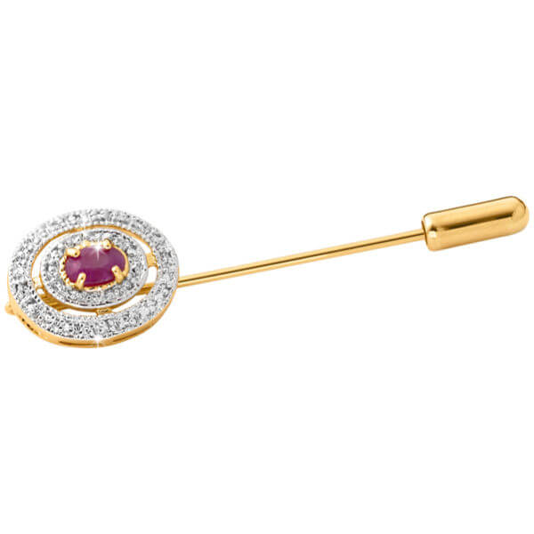 Two Toned Gold Plated Ruby Pin