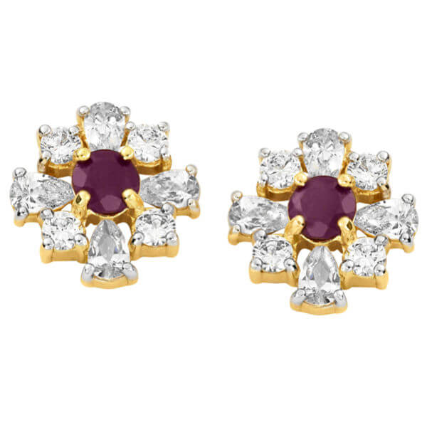 Two Toned Gold Plated Flower Shaped Earrings