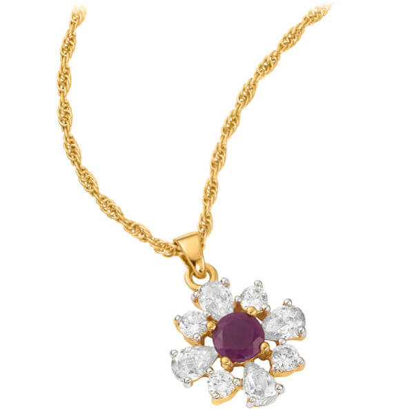 Two Toned Gold Plated Flower Shaped Pendant