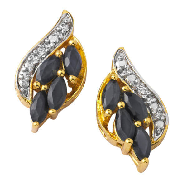 Gold Plated Oval Sapphire Earrings