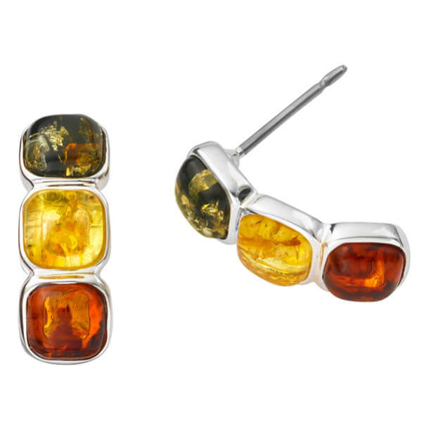 Amber Drop Coloured Gem Earrings