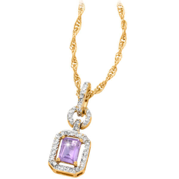 Two Toned Gold Plated Amethyst Drop Pendant