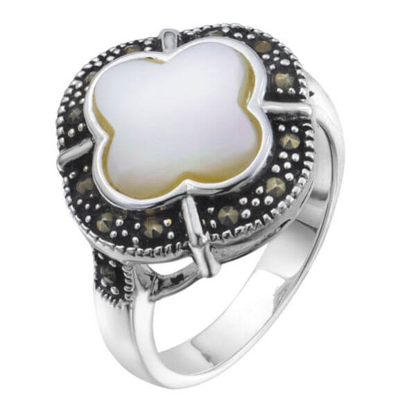 Silver Plated Mother of Pearl Ring