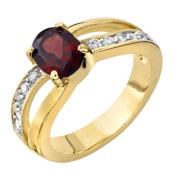 Gold Plated Red Garnet Ring