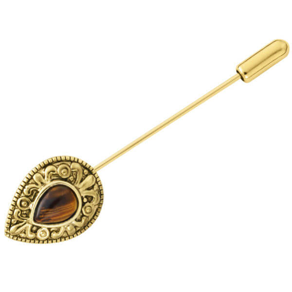Gold Plated Tiger Eye Stick Pin