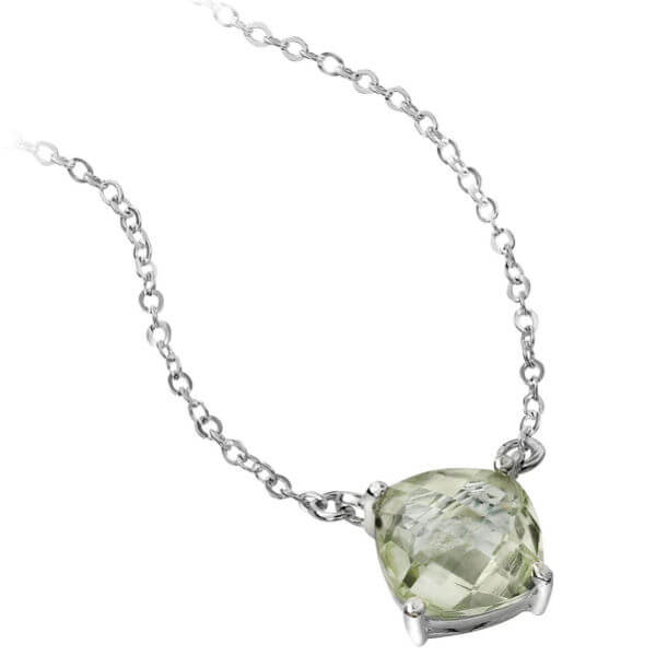 Silver Plated Green Amethyst Pendant
