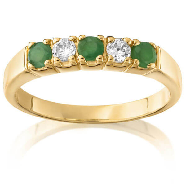 Gold Plated Alternating Emerald & Cubic Zirconia ring
