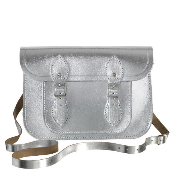 The Cambridge Satchel Company 11 Inch Metallic Leather Satchel - Silver 