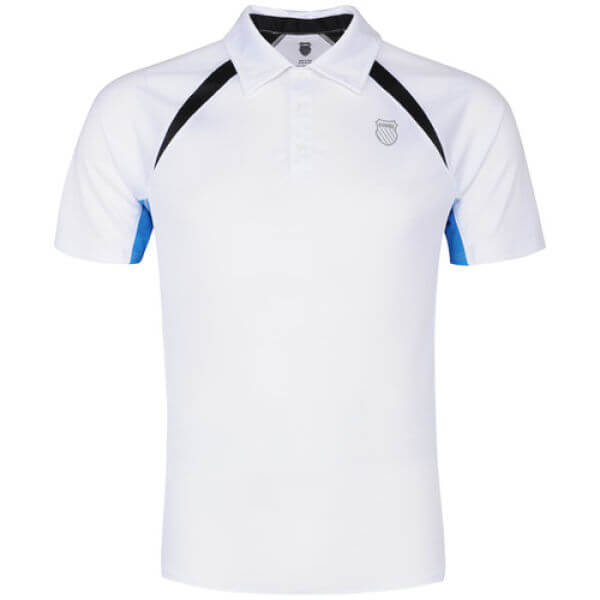 K-Swiss Herren verstärktes Polo-Shirt - Weiß / Brilliant Blau