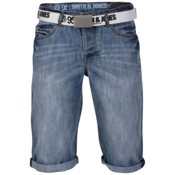 Smith & Jones Men's Belted Hendrix Shorts - Lightwash