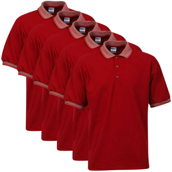 Gildan Men's 5-Pack Polo Shirts - Red