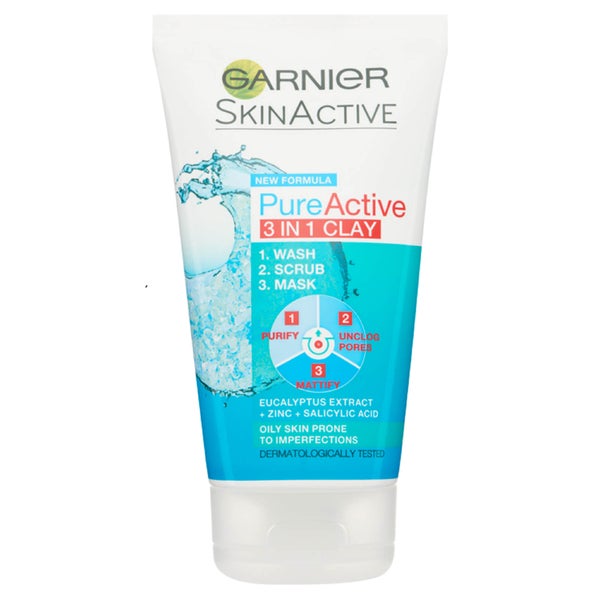 Máscara exfoliante Pure Active 3-in-1 Wash de Garnier (150 ml)