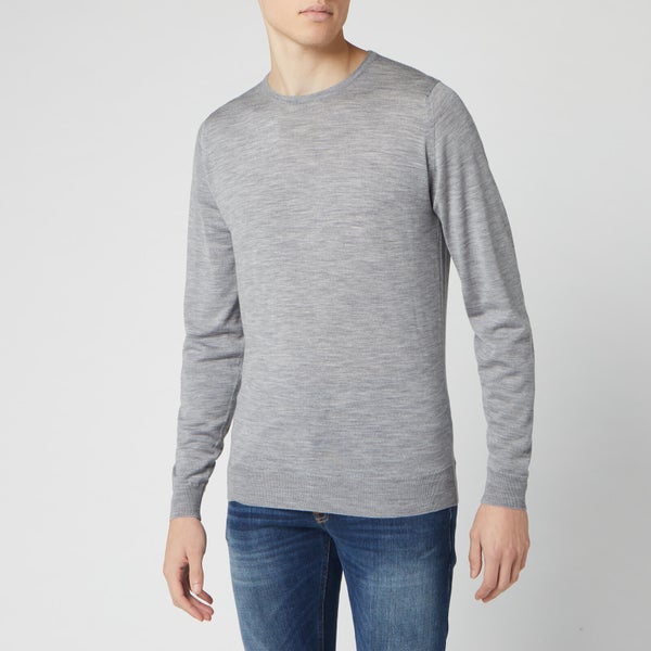 John Smedley Men's Lundy 30 Gauge Extra Fine Merino Crew Neck Jumper - Silver