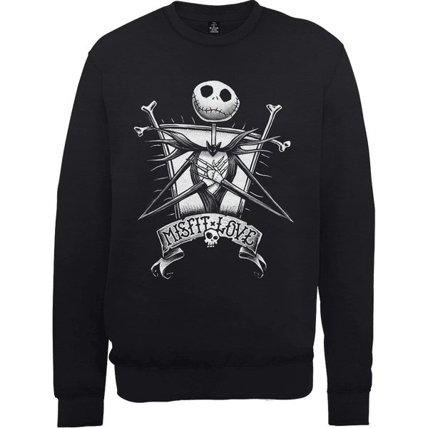 Disney The Nightmare Before Christmas Jack Skellington Misfit Love Noir Sweatshirt