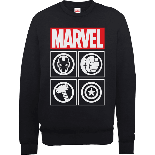 Marvel Avengers Assemble Icons Pullover Sweatshirt - Black