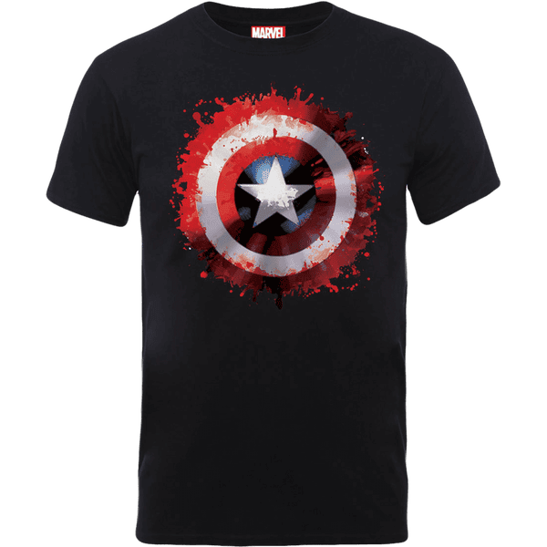 Marvel Avengers Assemble Captain America Art Shield Badge T-Shirt - Schwarz