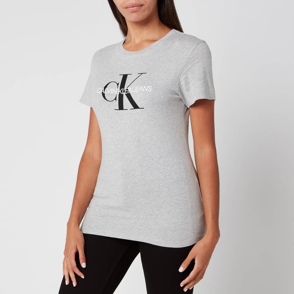 Calvin Klein Jeans Women's Core Monogram Logo Regular Fit T-Shirt - Light Grey Heather