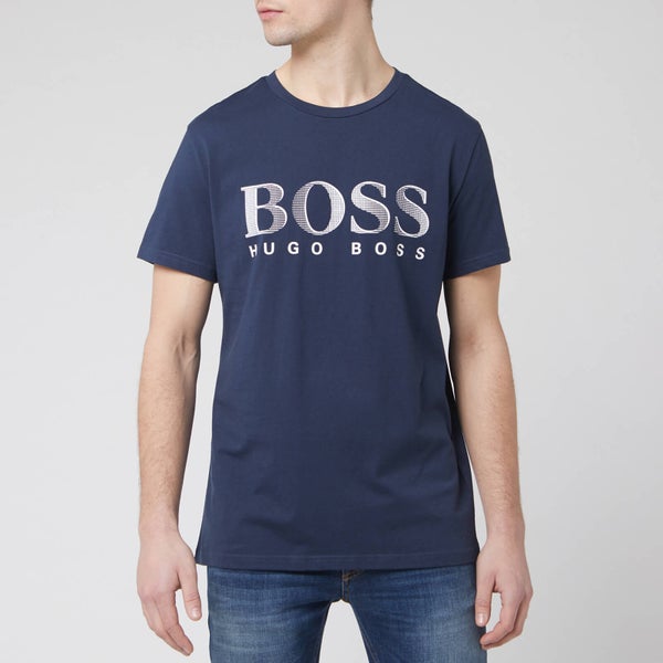 BOSS Men's T-Shirt Large Logo Rn - Navy