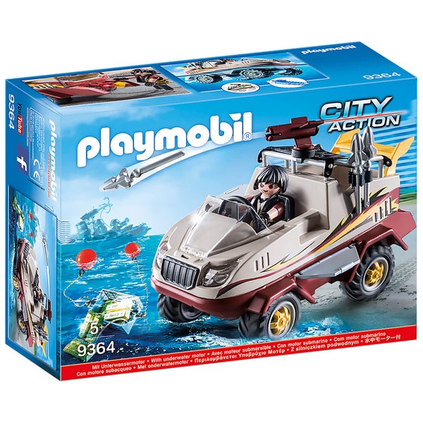 Playmobil City Action Amphibienfahrzeug mit Unterwassermotor und funktionierender Kanone (9364)
