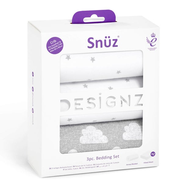 Snüz 3 Piece Bedside Crib Bedding Set - Cloud Nine