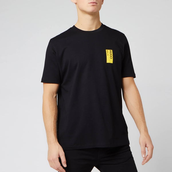 HUGO Men's Deoul Chevon Back Print T-Shirt - Black/Yellow
