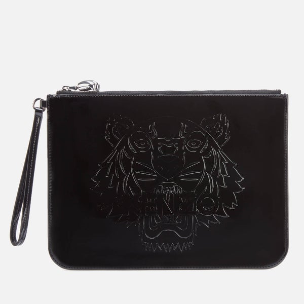 KENZO Women's Patent Tiger A4 Pouch - Black