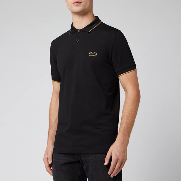 BOSS Men's Paul Curved Logo Polo Shirt - Black/Gold
