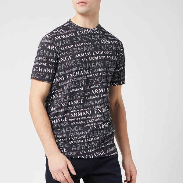 Armani Exchange Men's All Over Logo T-Shirt - Black