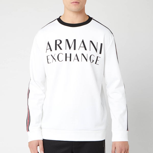 Armani Exchange Men's Stripe Detail Crew Neck Top - White