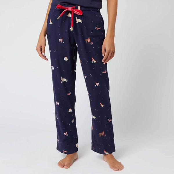 Joules Women's Snooze Xmas Dogs Pyjama Bottoms - Navy