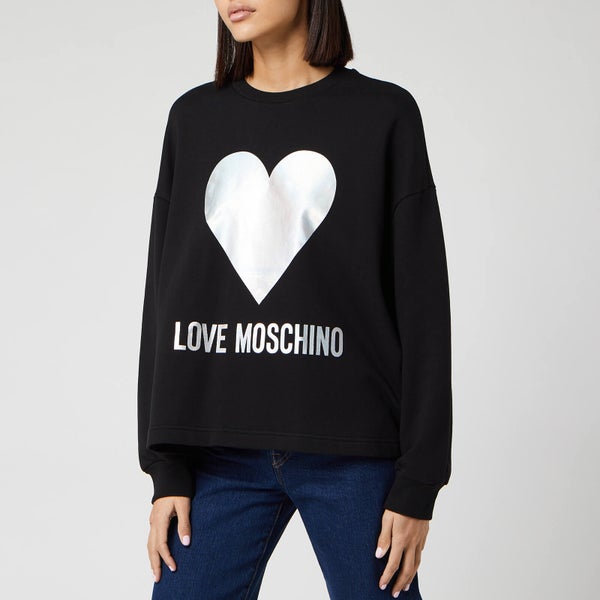Love Moschino Women's Silver Heart Sweatshirt - Black