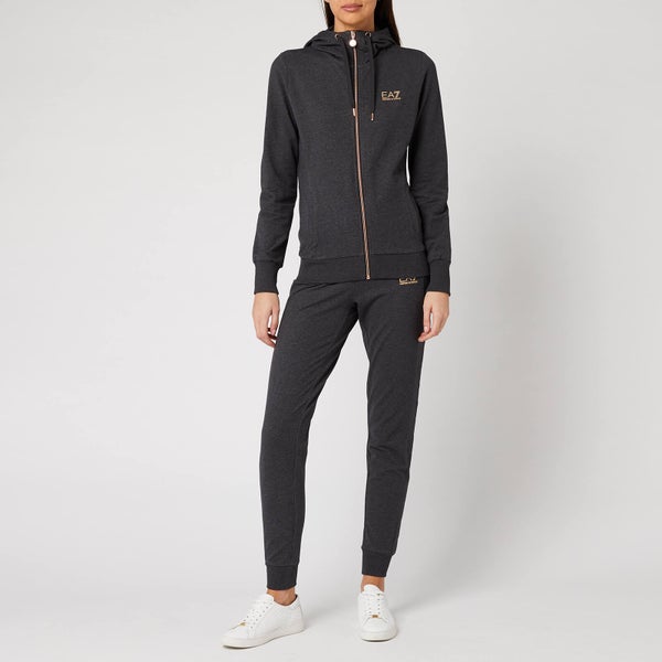Emporio Armani EA7 Women's Hooded Tracksuit with Quilting Detail - Carbon Melange