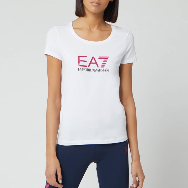 Emporio Armani EA7 Women's Basic Logo T-Shirt - White/Pink