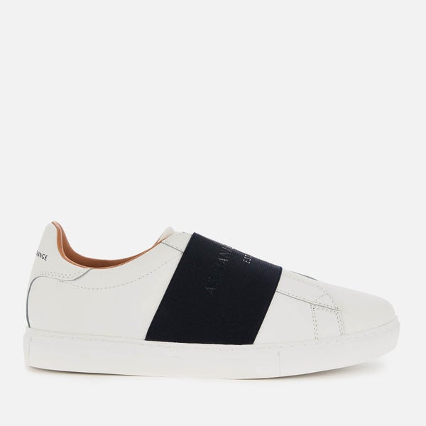 Armani Exchange Men's Leather Slip-On Low Top Trainers - Optical White/Navy