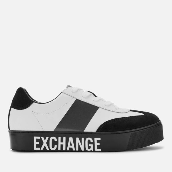 Armani Exchange Women's Flatform Trainers - White/Black
