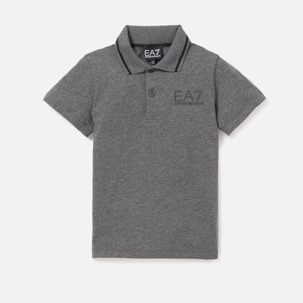 EA7 Boys' Train Core ID Short Sleeve Polo Shirt - Dark Grey Melange