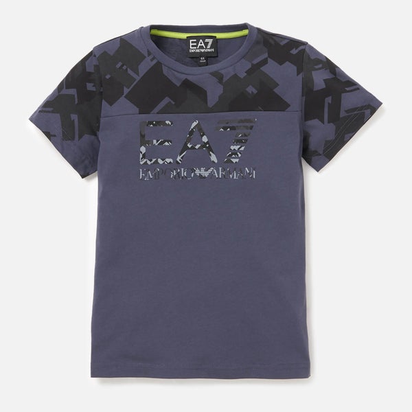 EA7 Boys' Train Graphic Short Sleeve T-Shirt - Ombre Blue