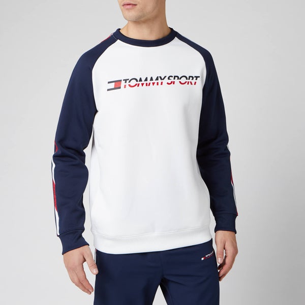 Tommy Sport Men's Fleece Tape Crew Neck Sweatshirt - PVH White