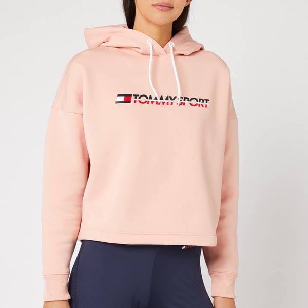 Tommy Sport Women's Cropped Fleece Hoody - Dusty Pink