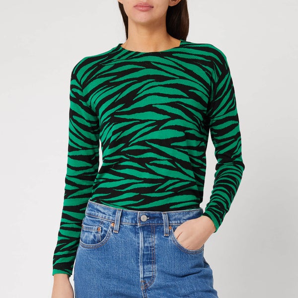 Whistles Women's Tiger Stripe Printed Crew Neck Top - Green/Multi