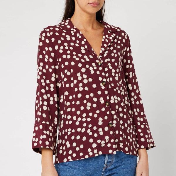 Whistles Women's Illustrated Flower Pyjama Shirt - Burgundy