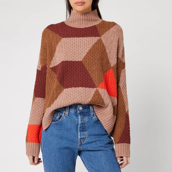 Whistles Women's Cable Intarsia Wool Knit Jumper - Multi