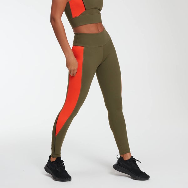 Power Leggings - Avocado/Orange