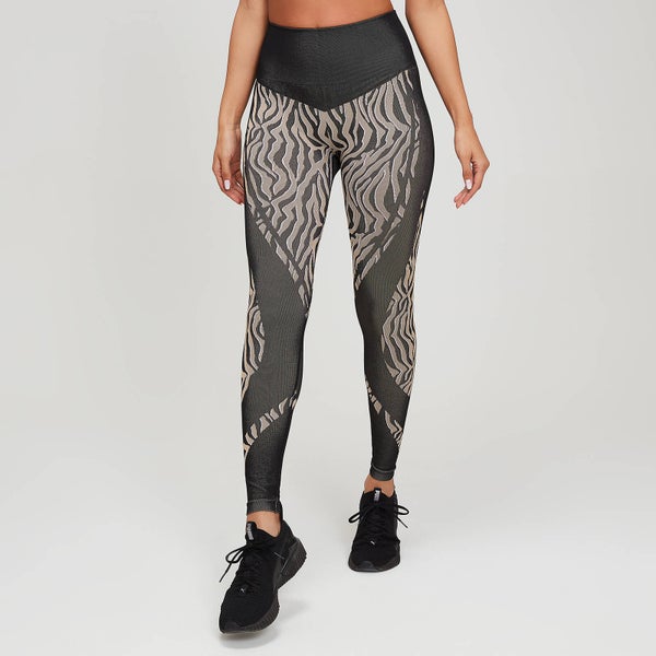 MP Animal Zebra Seamless Női Leggings - Fekete/Praliné