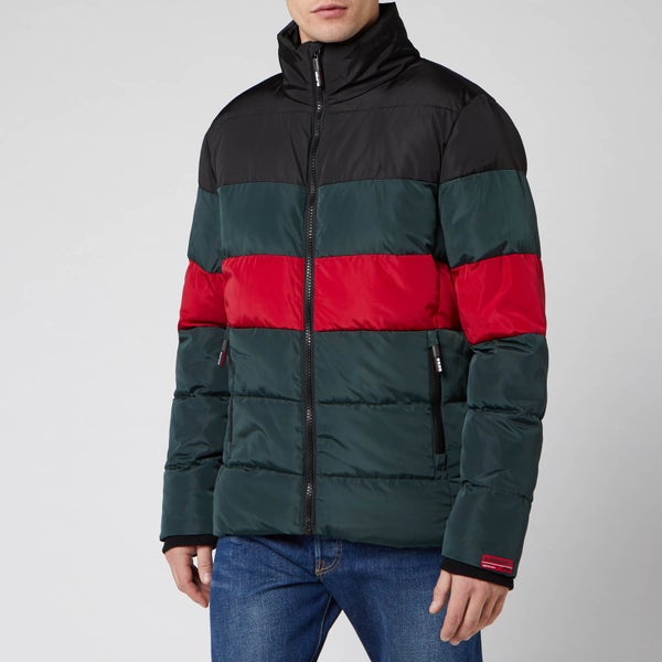 Superdry Men's Colour Stripe Sports Puffer Jacket - Dark Forest