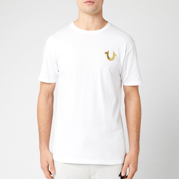 True Religion Men's Metallic Gold Buddha T-Shirt - White